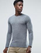 Selected Rib Crew Neck Sweater - Gray