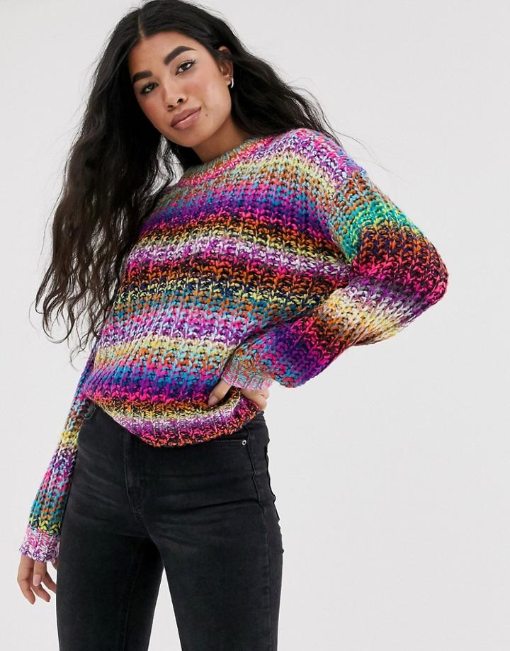 Noisy May Multi Color Space Dye Chunky Sweater