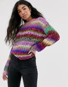 Noisy May Multi Color Space Dye Chunky Sweater