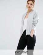 Stitch & Pieces Gray Sweat Bomber Jacket - Gray