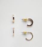 Asos Pack Of 2 Mini Hoop Earrings - Gold