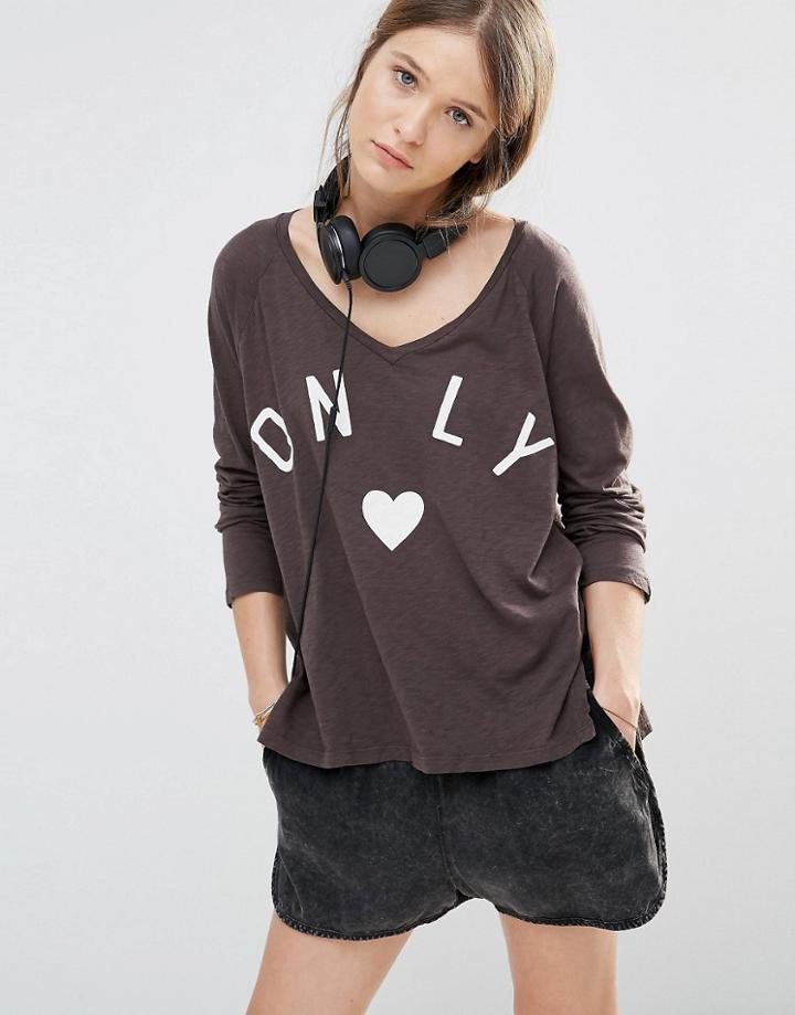 Sundry Only Love Long Sleeve Tee - Old Black