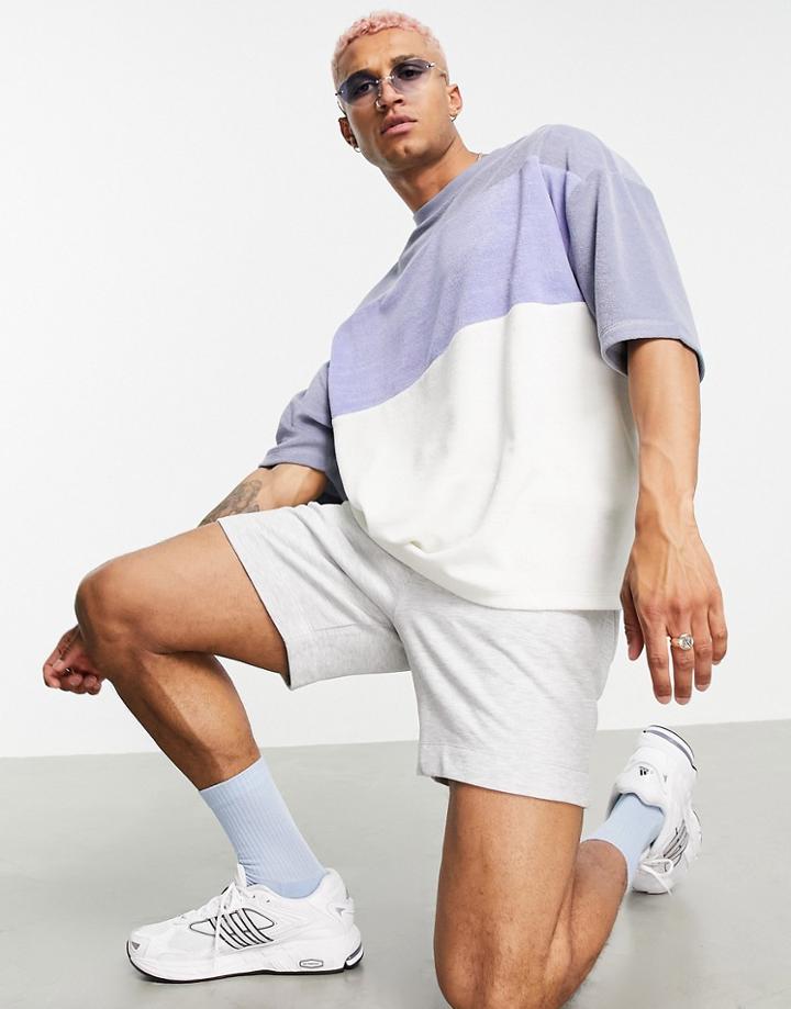 Asos Design Oversized T-shirt In Towelling Colour Block-multi
