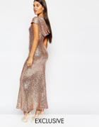 Maya Allover Sequin Maxi Dress With Cowl Back - Light Rose Gold