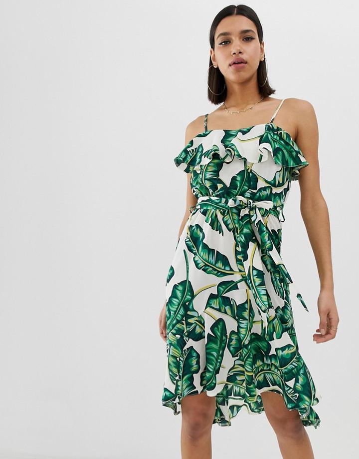 Ax Paris Tropical Print Sun Dress-white