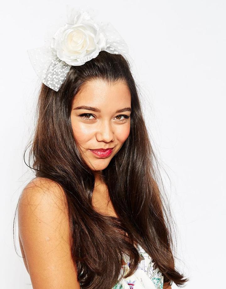 Asos Wedding Rose Mesh Hair Brooch - Cream