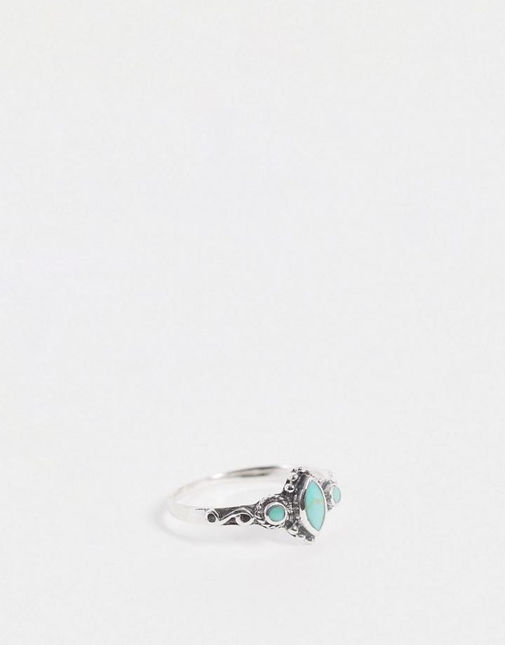 Kingsley Ryan Sterling Silver Turquoise Stone Ornate Ring