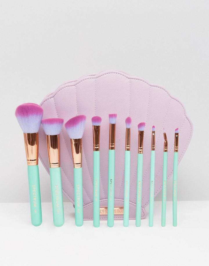 Spectrum The Glam Clam 10 Piece Brush Set - Clear