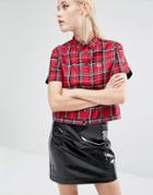 Fred Perry Amy Winehouse Foundation Plaid Bowling Shirt - Red