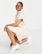 Monki Wanna Midi Shirt Dress In Peach Stripe-orange