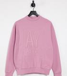 Asyou Set Branded Embroidery Sweatshirt In Pink-purple