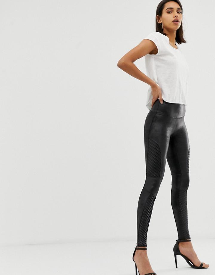 Spanx Faux Leather Moto Leggings - Black