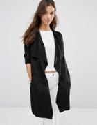 Only Melanie Faux Suede Belted Jacket - Black