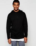 Asos Longline Oversized Hoodie With Double Layer Sleeves In Black - Black
