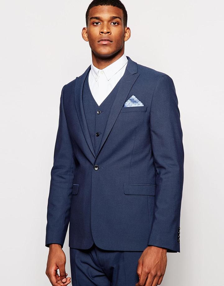 Asos Skinny Suit Jacket In Blue - Blue