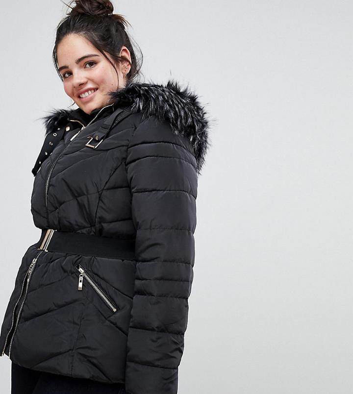 Lovedrobe Belted Short Padded Coat - Black