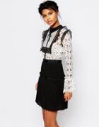 Self Portrait Adeline Lace Up Pleated Dress - Multi