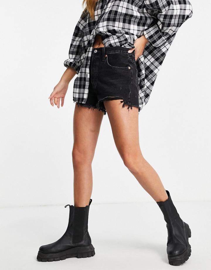 Levi's 501 Frayed Hem Original Shorts In Black