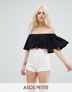 Asos Petite Beach Frill Top - Black