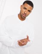 Asos Design Oversized Long Sleeve T-shirt With Grandad Neck In Black-white