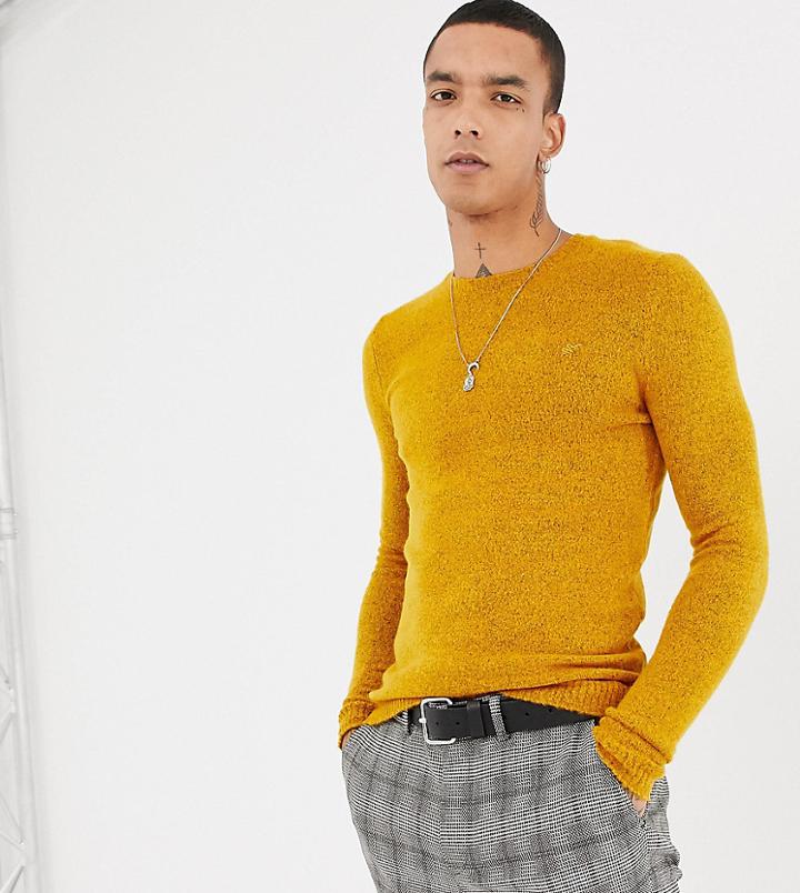 Heart & Dagger Muscle Fit Sweater With Logo In Mustard - Yellow