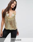 Club L Chainmail Detail Top - Gold