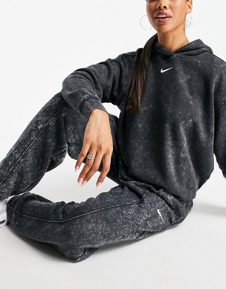 Nike Acid Wash Pack Cuffed Sweatpants In Black