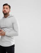 Asos Longline Muscle Hoodie In Gray Marl - Gray