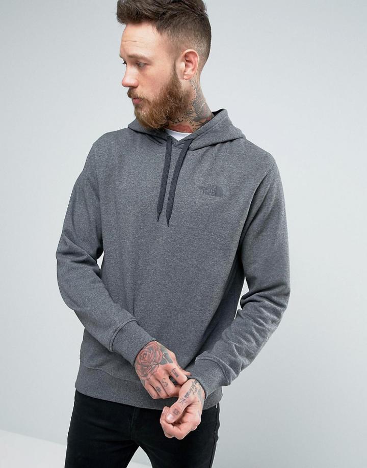 The North Face Drew Peak Hoodie Light Logo Hood In Mid Gray Heather - Gray