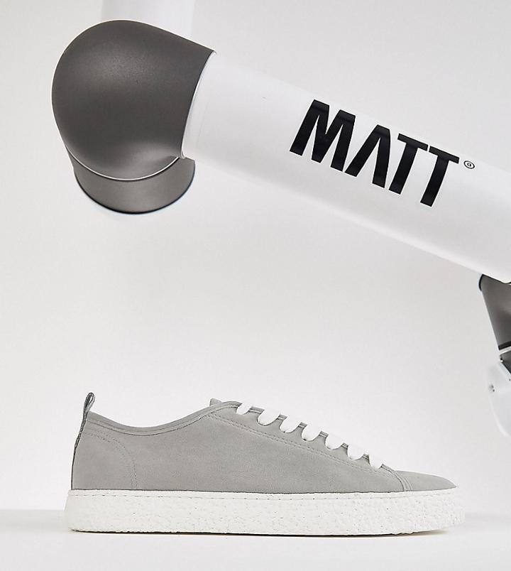 Asos Design Wide Fit Vegan Friendly Sneakers In Gray Faux Suede With Crepe Look Sole - Gray