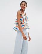 Asos Tiered Cami In Rainbow Stripe - Multi