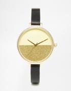 Asos Glitter Half Dial Watch With Skinny Strap - Gold