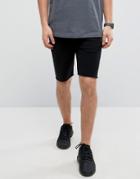 Asos Skinny Jersey Shorts With Zips In Black - Black