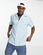 Tommy Hilfiger Multi Stripe Oxford Short Sleeve Shirt In Blue