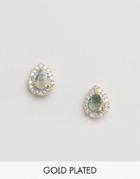 Carrie Elizabeth Pear Shape Labradorite & Diamond Earrings - Gold