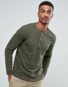 Mango Man Long Sleeve Top With Buttons In Green - Green