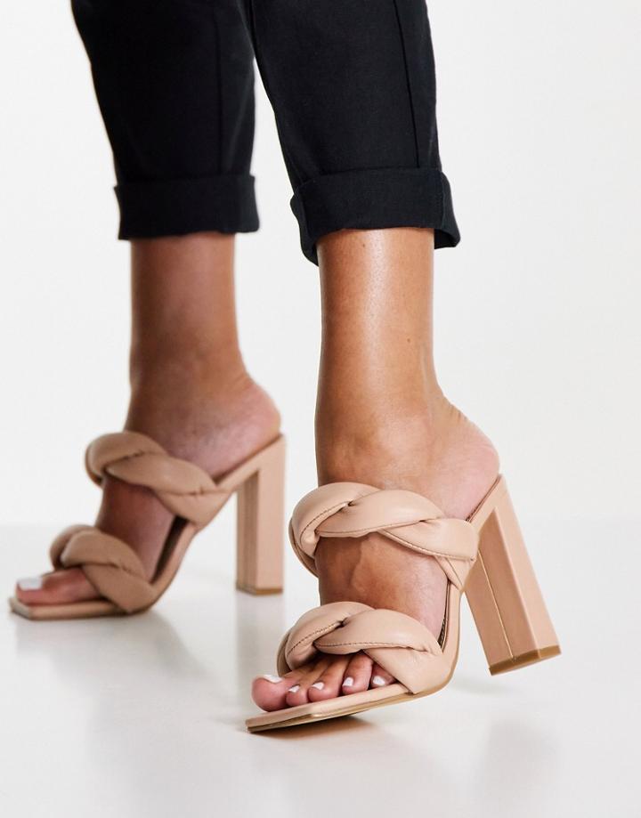 Ego Waverly Block Heel Twist Sandals In Beige-neutral