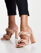 Ego Waverly Block Heel Twist Sandals In Beige-neutral