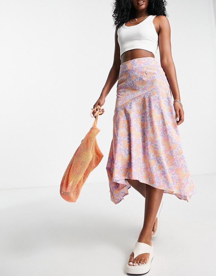 Qed London Midi Skirt In Floral Print-multi