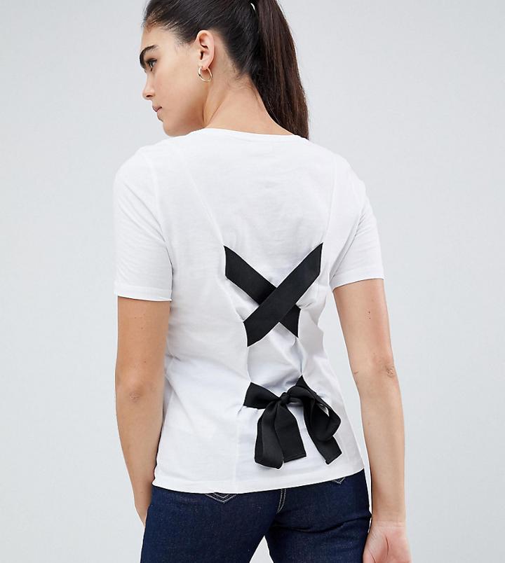 Noisy May Tall Tie Back T-shirt - White