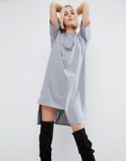 Asos T-shirt Dress With Split Hem Detail - Gray