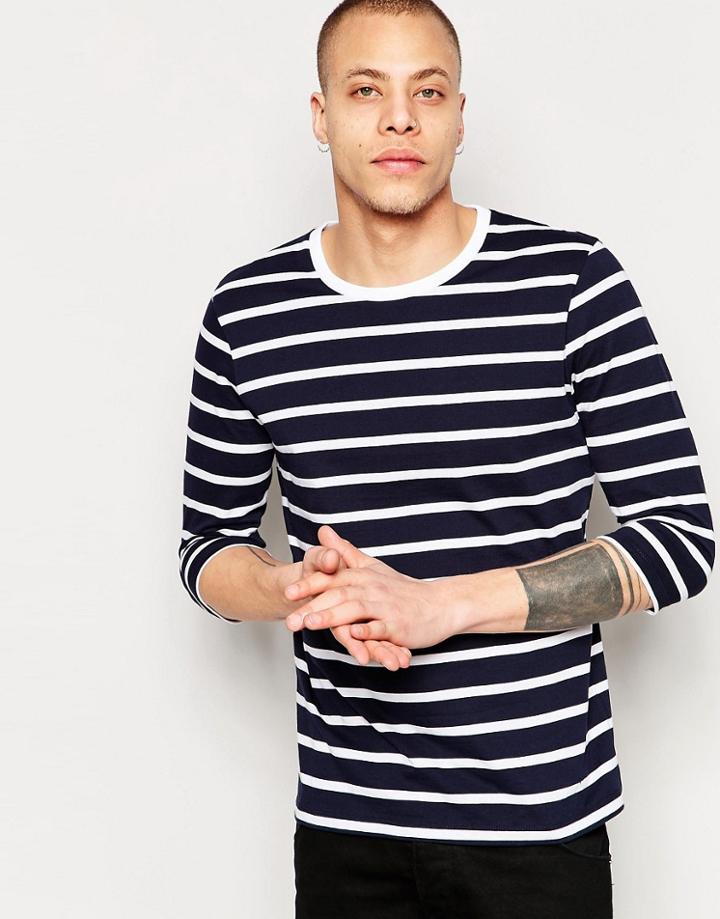 Asos Stripe 3/4 Sleeve T-shirt