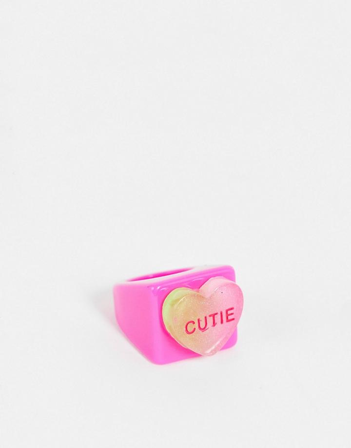 Vintage Supply Cutie Ring In Pink Resin