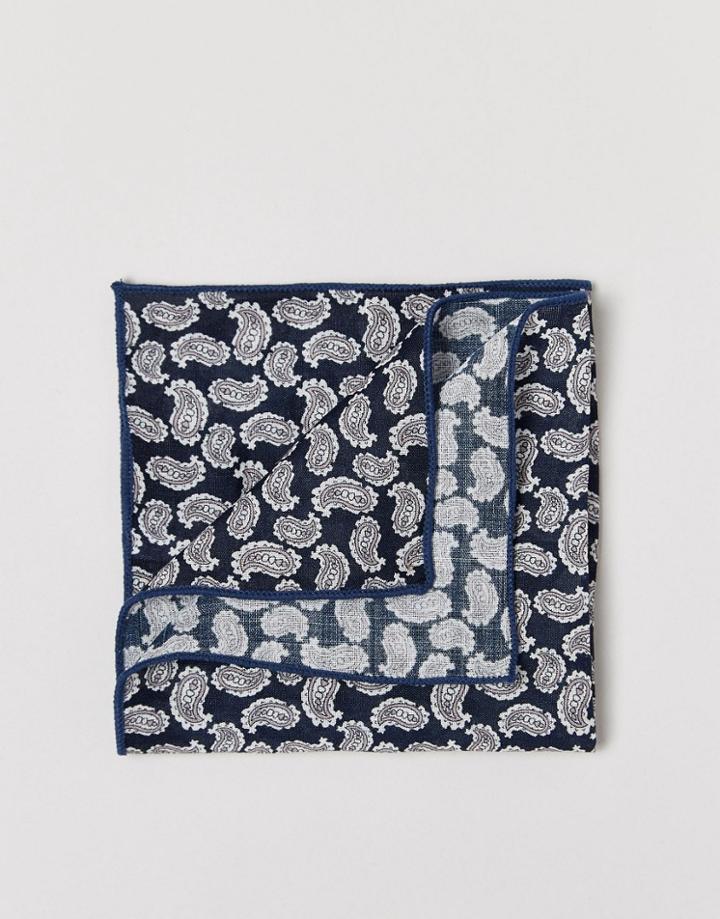 Selected Homme Paisley Pocket Square - Blue