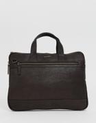 Asos Design Leather Satchel In Vintage Brown And Front Zip-tan