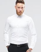 Asos Smart Shirt In White Twill Texture In Regular Fit - White