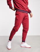 Asos Design Set Tapered Sweatpants With Tipping In Red