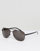 Boss By Hugo Boss Metal Aviator Sunglasses In Black - Black