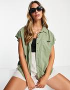 Calvin Klein Jeans Cotton Short Sleeve Button Shirt In Green