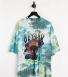 Collusion Oversized T-shirt With Skull Print In Tie Dye-multi